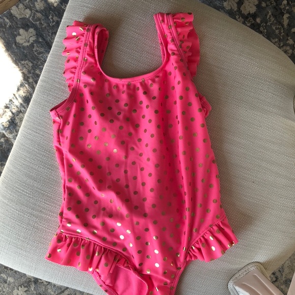 Hula Star Other - Pink with gold polka dot one piece swimsuit